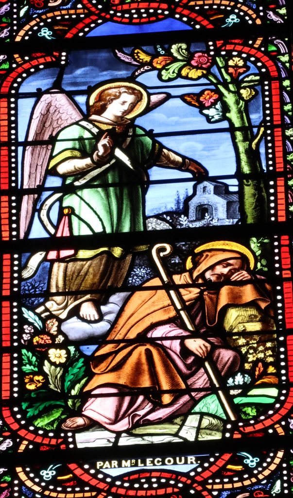 En route vers Durinum (Saint-Georges-de-Montaigu), Martin s'endort dans une clairière et est averti en songe qu'il doit retourner à Vertou. « Par Mr
Lecour »